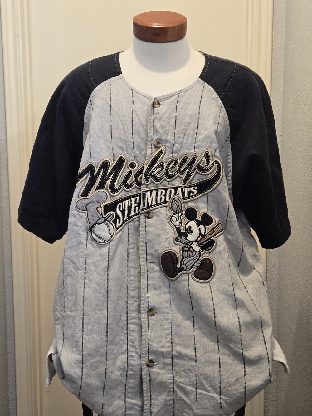 Vintage Disney Mickeys Steamboats #28 Embroidered Baseball Jersey XXL